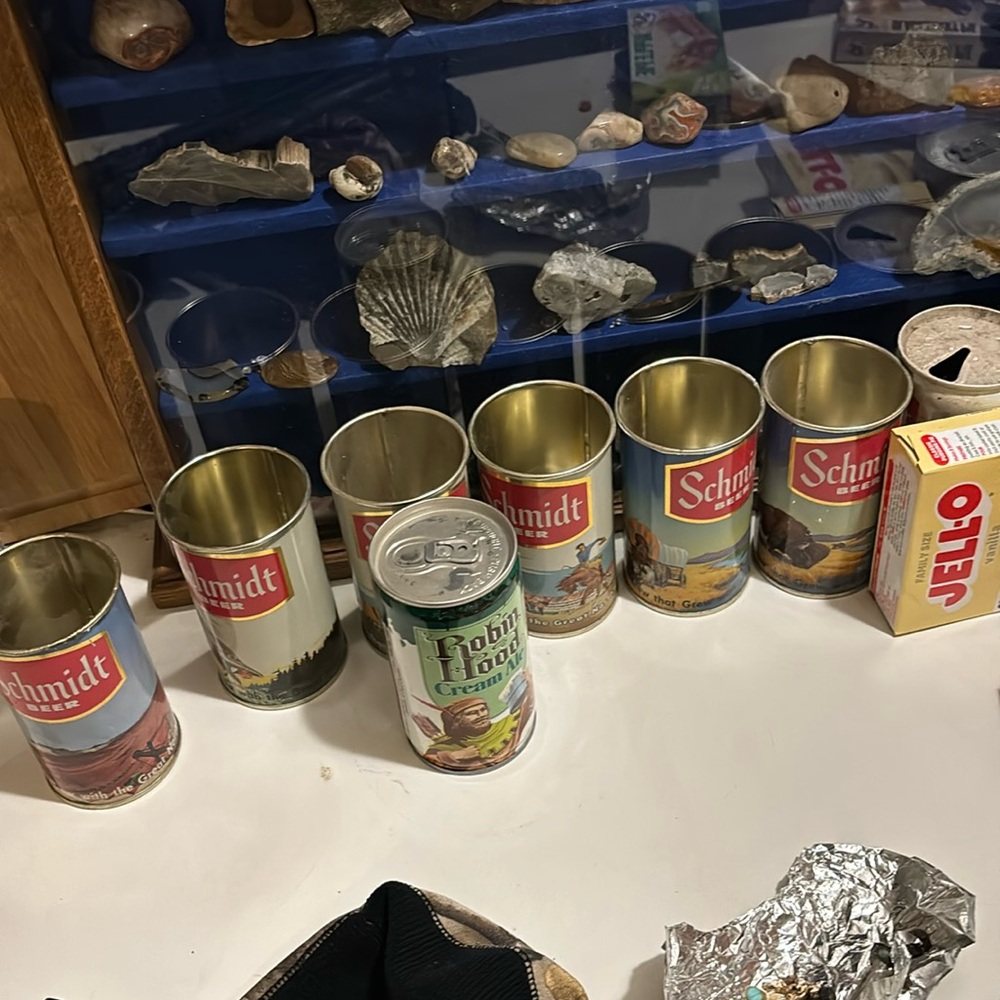 Old Schmitt cans and rocks